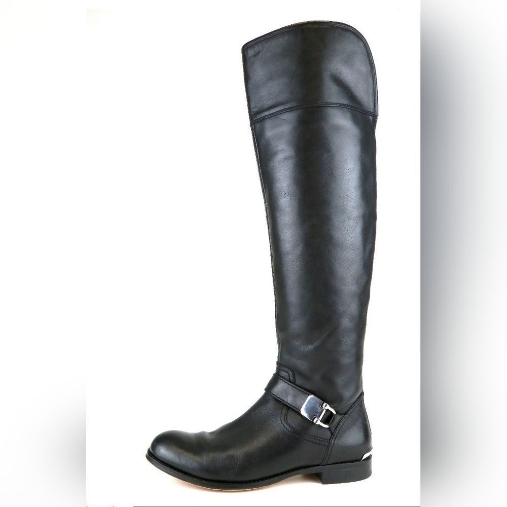 Coach Madeleine Flat Over Knee Leather Boot Black Women Size 8 Z111132 *FLAWED
